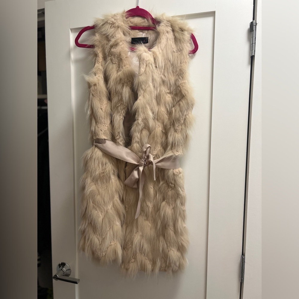 Fox Fur Vest with Satin Tie